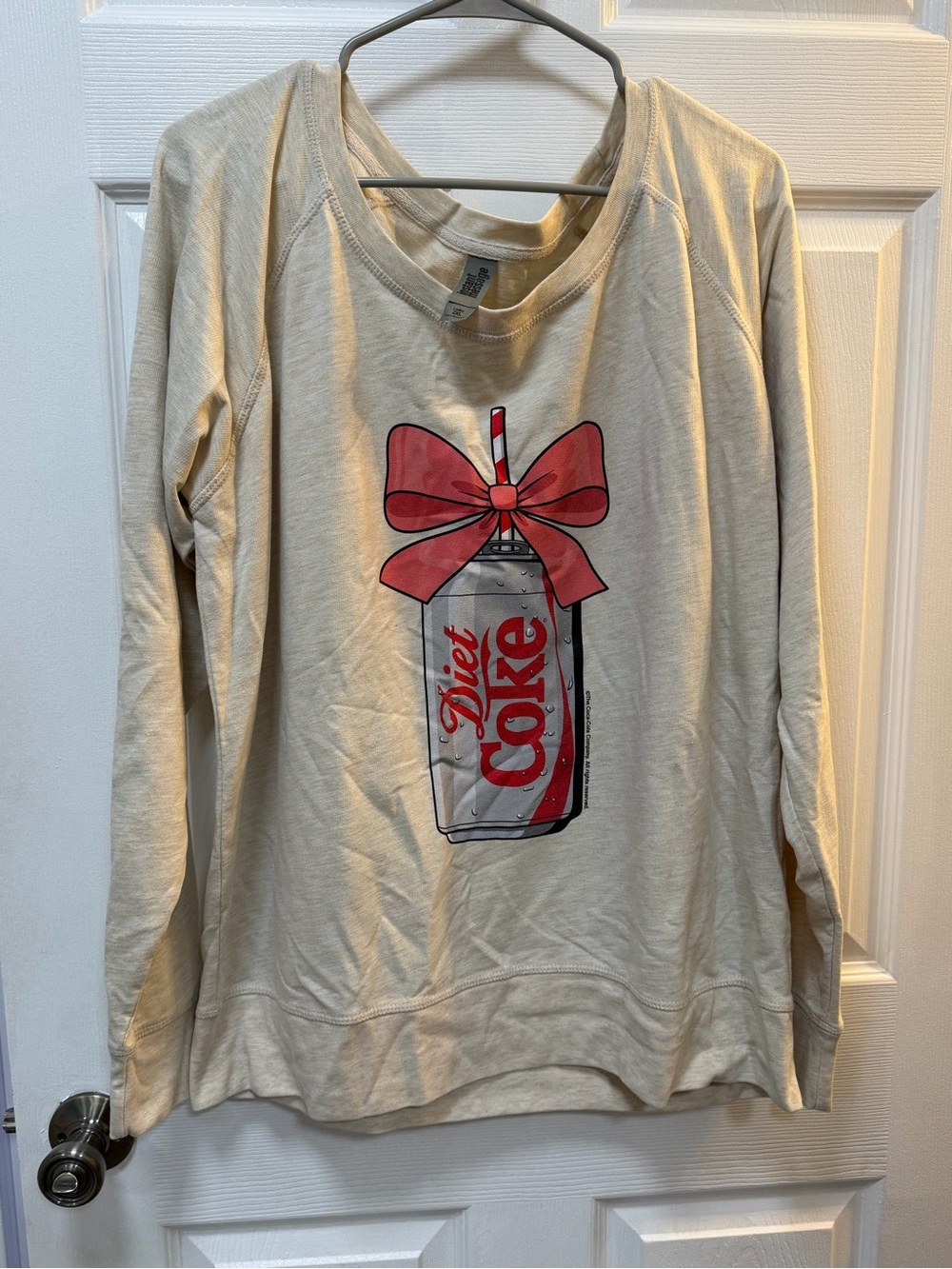 Coca Cola Cream Long-Sleeve Top with Red Diet Coke Can Graphic